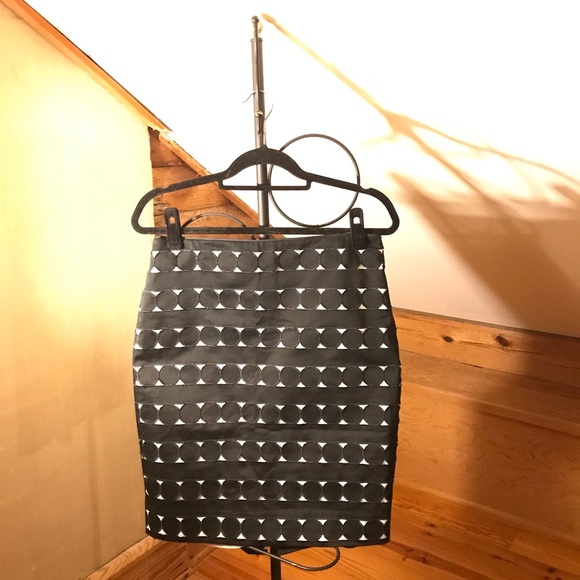 WHBM Black White Polka Dot Pencil Skirt, EUC, 8 - Picture 1 of 12